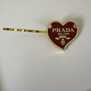 Authentic Prada Vintage Heart Button Repurposed on Bobby Pin Hair Clip